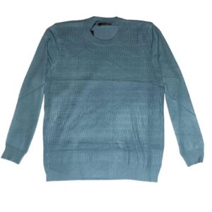 Suéter manga larga para hombre con cuello redondo de color azul petróleo con tela de punto
