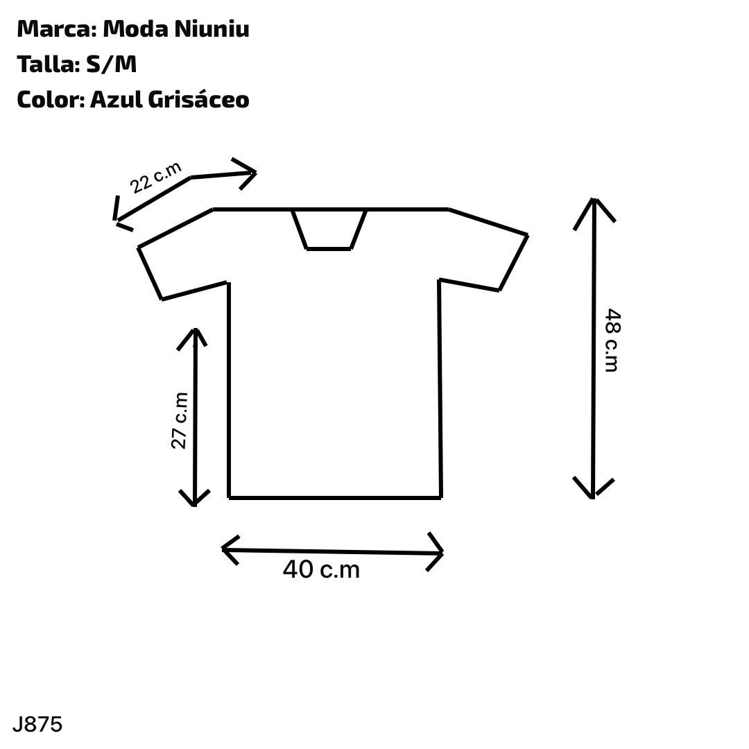 Blusa o playera de mujer de manga corta en color negro y grisáceo - Imagen 3