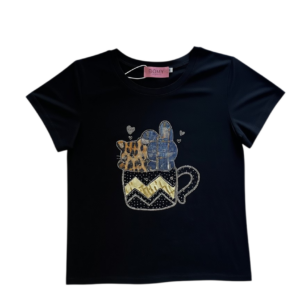 Blusa o Playera color negro, manga corta de mujer