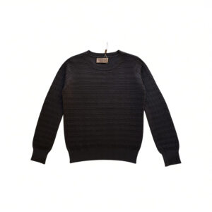 Suéter de cuello redondo para mujer de manga larga de color gris oscuro, grueso, suéter de punto