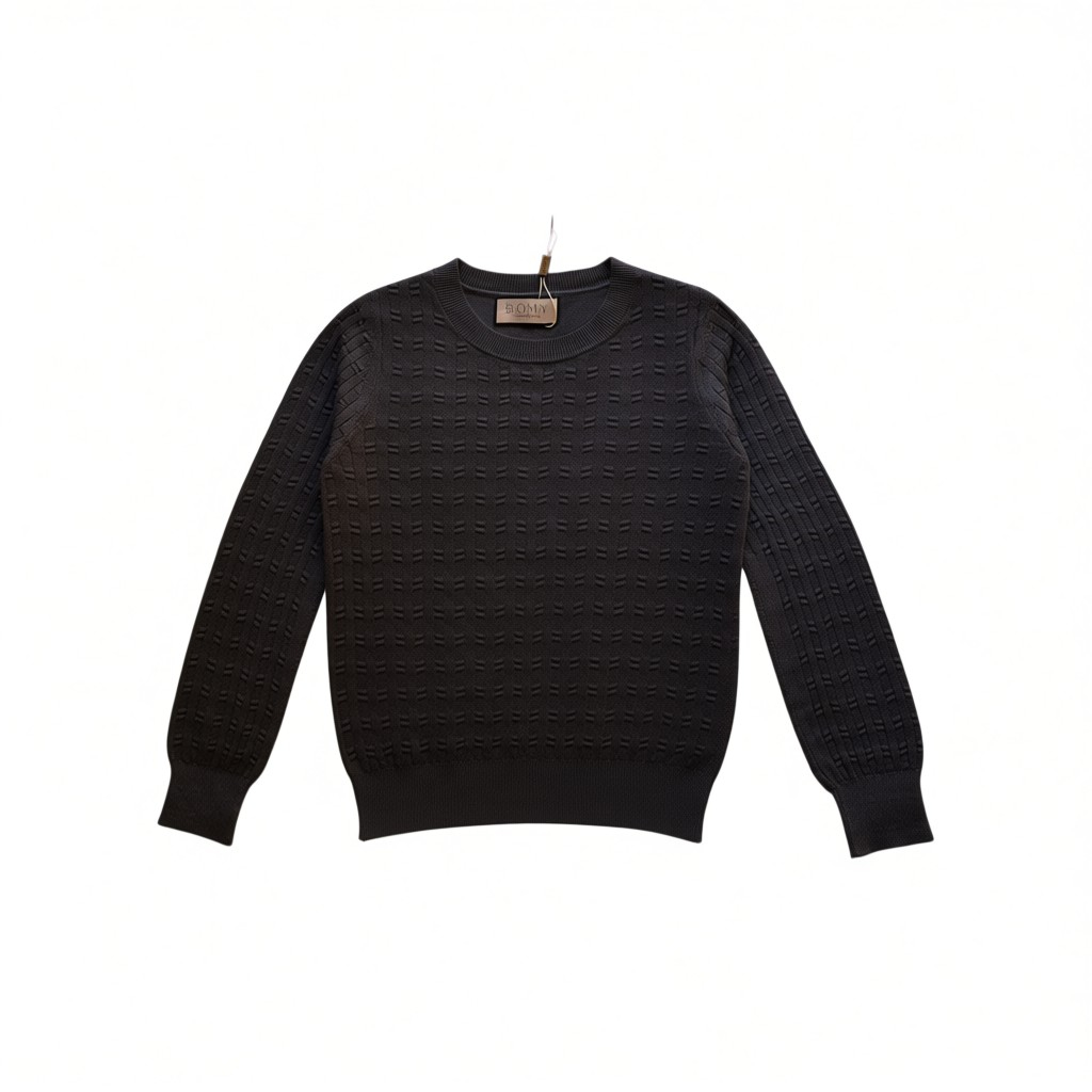 Suéter de cuello redondo para mujer de manga larga de color gris oscuro, grueso, suéter de punto