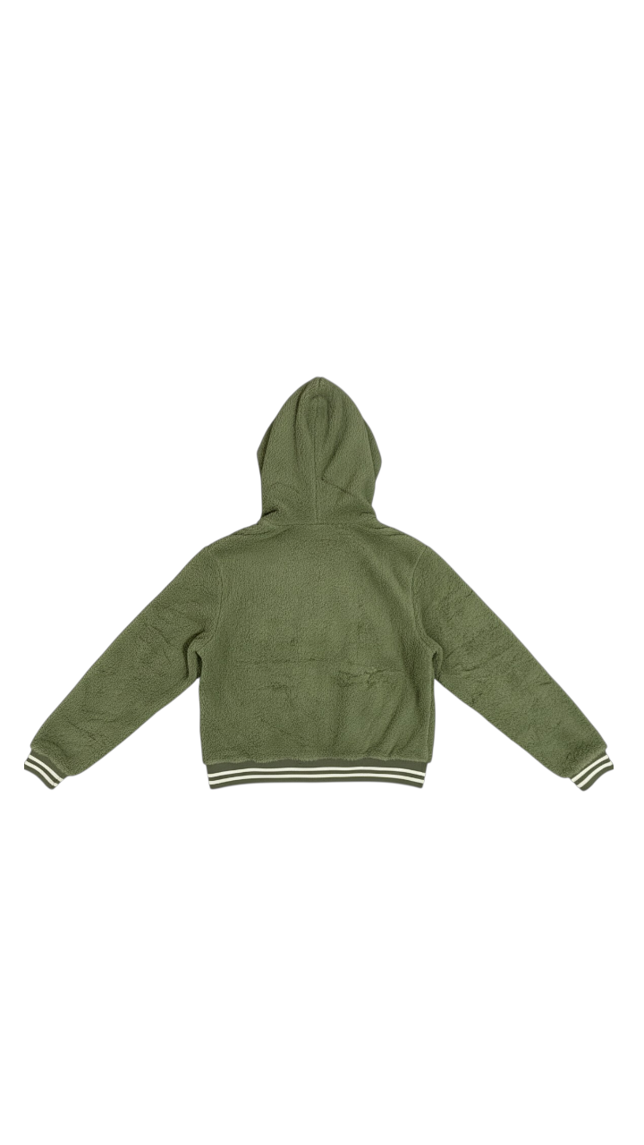 Suéter de mujer de forro polar con gorra de borreguito, en color menta con zipper - Imagen 2