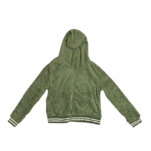 Suéter de mujer de forro polar con gorra de borreguito, en color menta con zipper