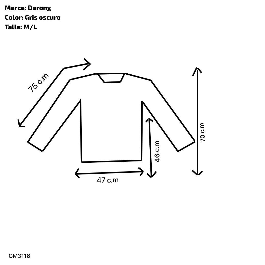 Suéter manga larga para hombre con cuello redondo con zipper, color gris oscuro de tela de punto - Imagen 4