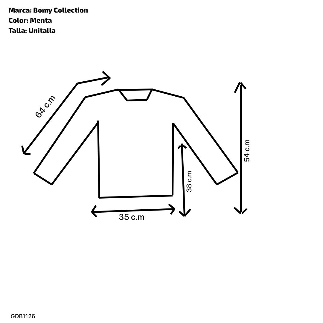 Playera manga larga de mujer con cuello redondo, tela de punto color menta - Imagen 3