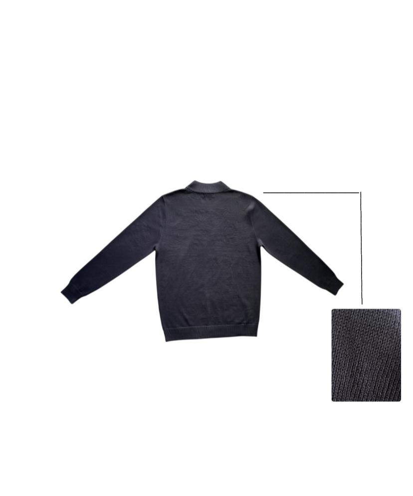 Suéter manga larga para hombre con cuello redondo con zipper, color gris oscuro de tela de punto - Imagen 2