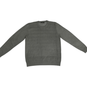 Suéter manga larga para hombre con cuello redondo de color gris claro con tela de punto