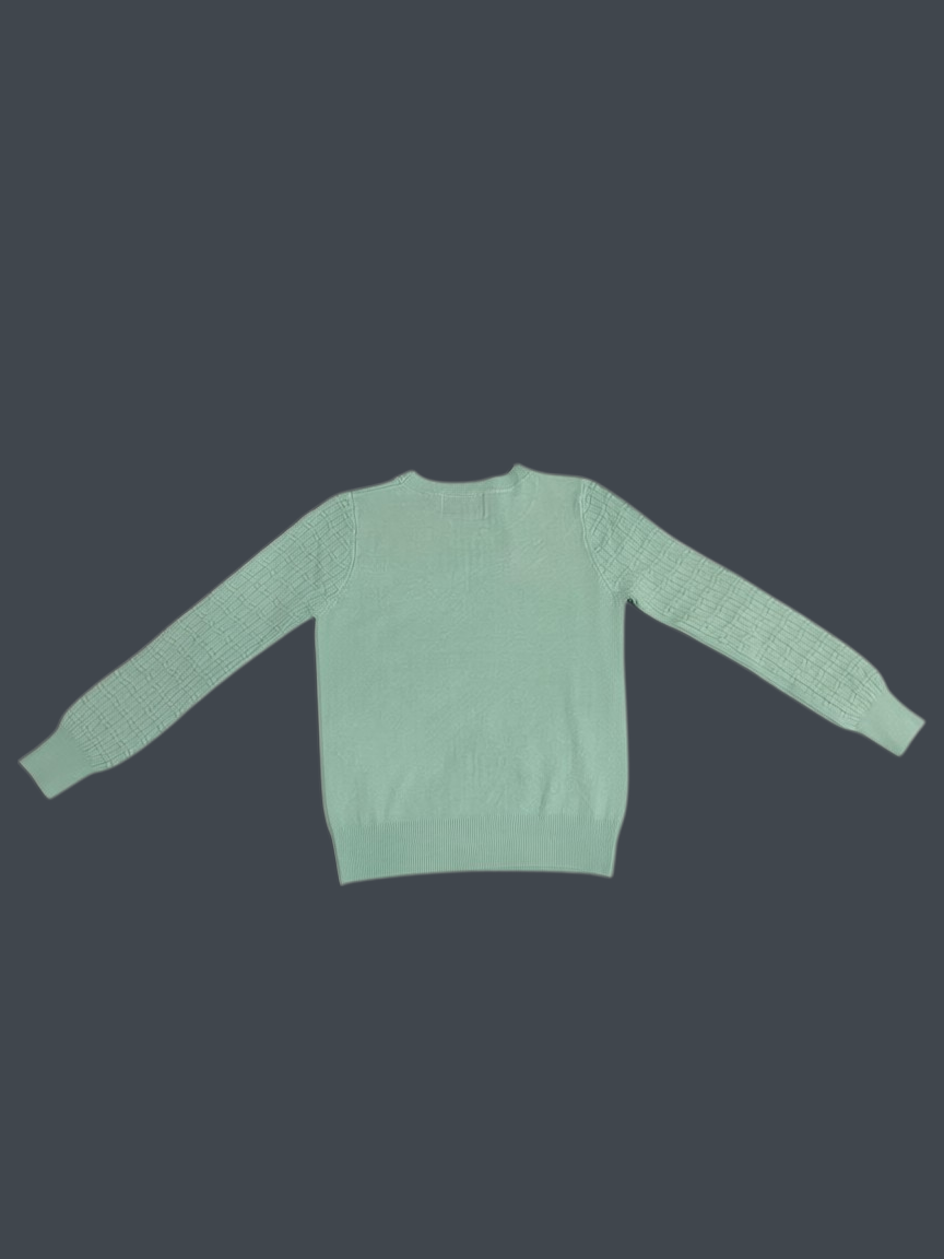 Playera manga larga de mujer con cuello redondo, tela de punto color menta - Imagen 2