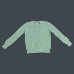 Playera manga larga de mujer con cuello redondo, tela de punto color menta
