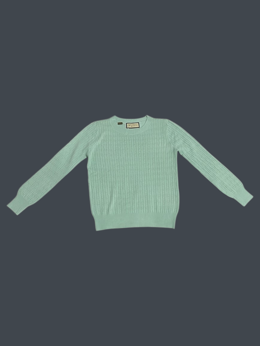 Playera manga larga de mujer con cuello redondo, tela de punto color menta
