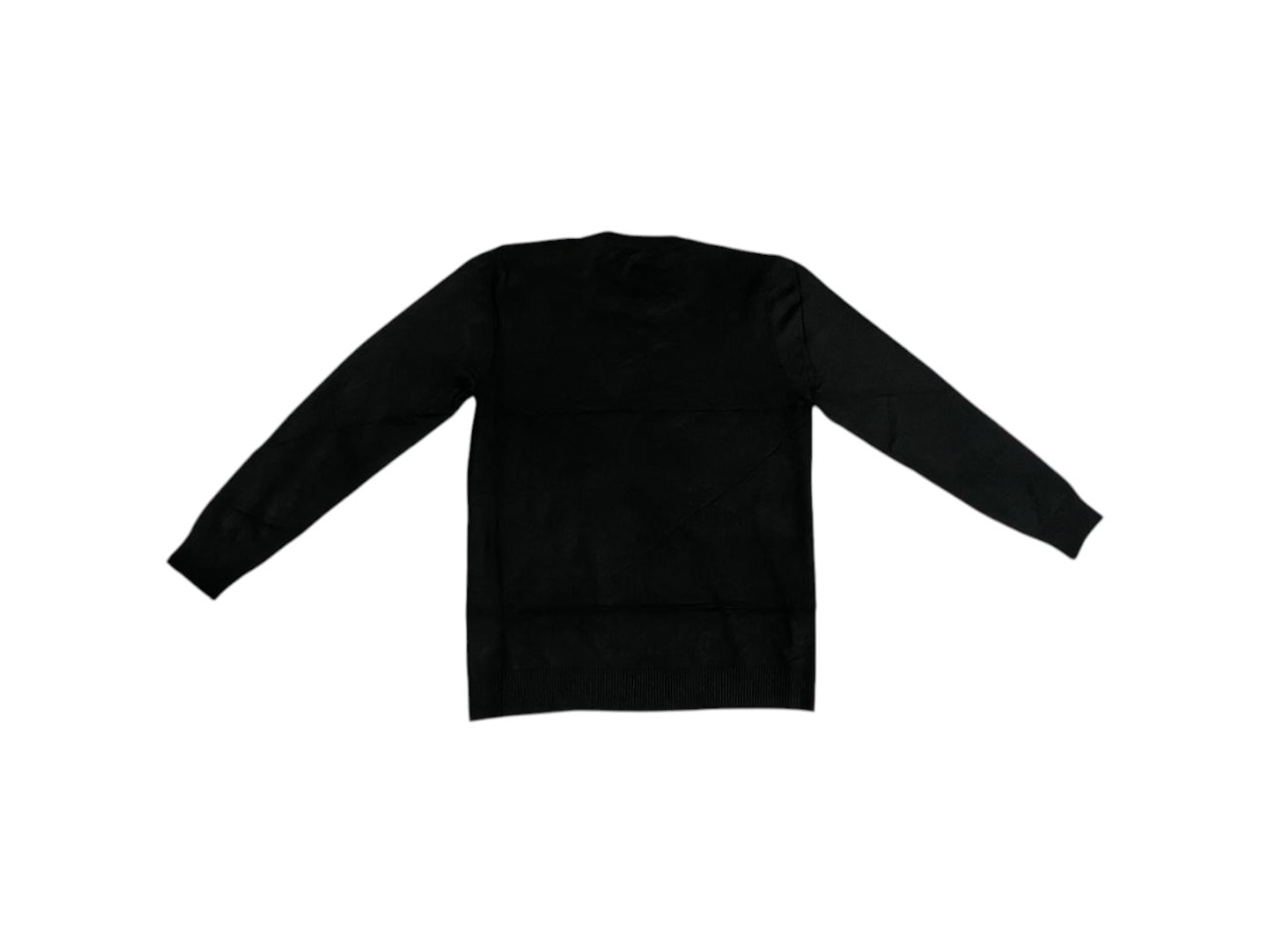 Suéter manga larga para hombre con cuello redondo de color negro - Imagen 2