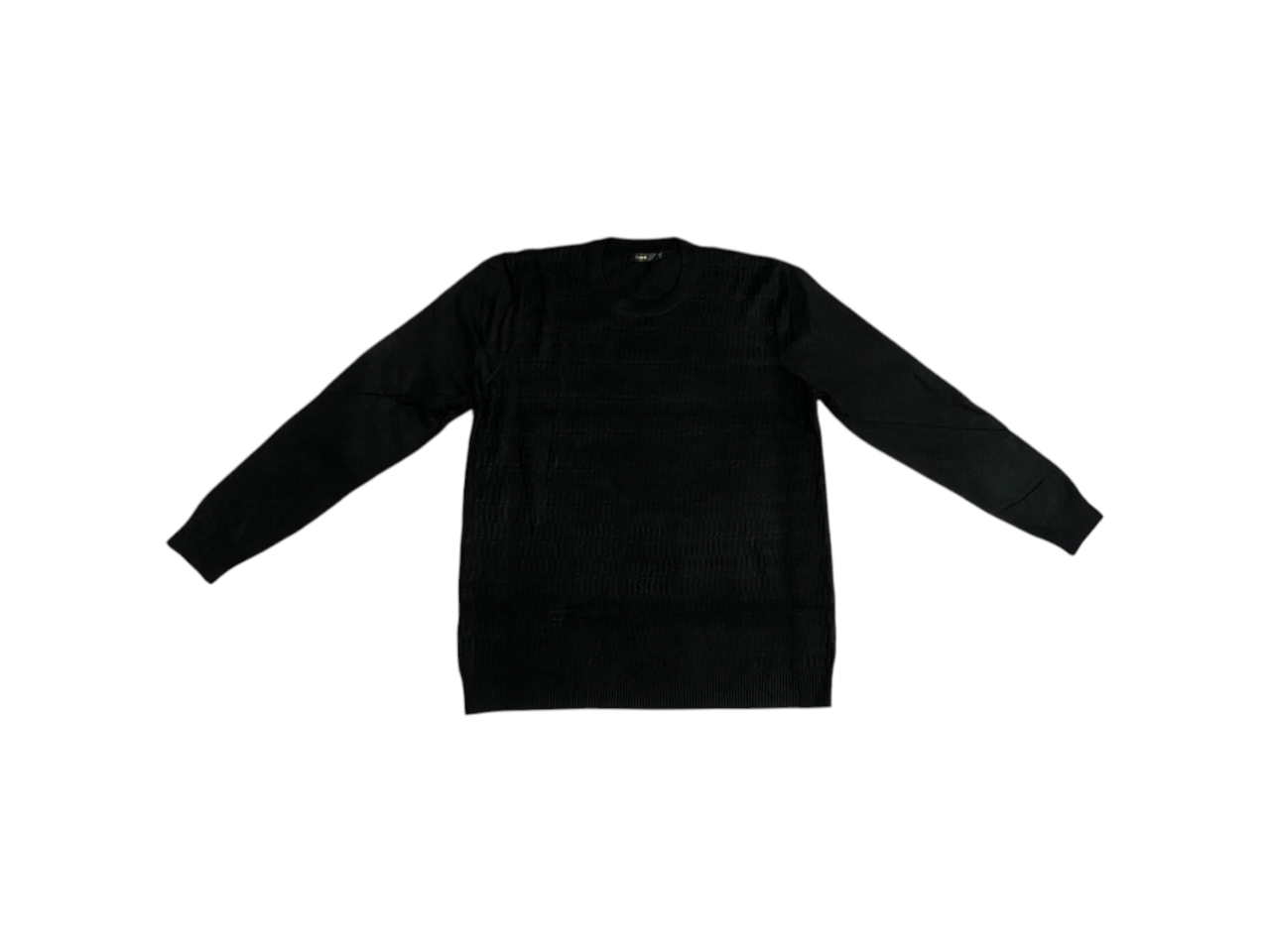 Suéter manga larga para hombre con cuello redondo de color negro