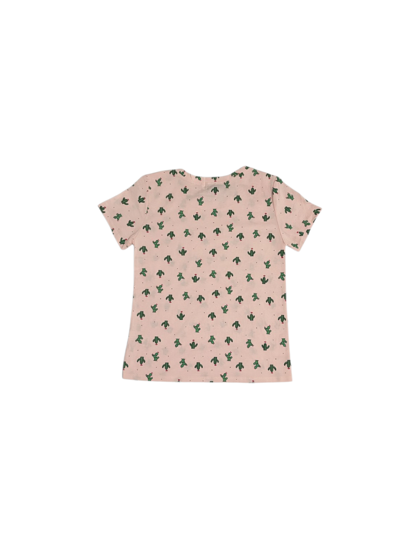 Playera color rosada claro con diseños de saguaro y nopales, manga corta para mujer - Imagen 2