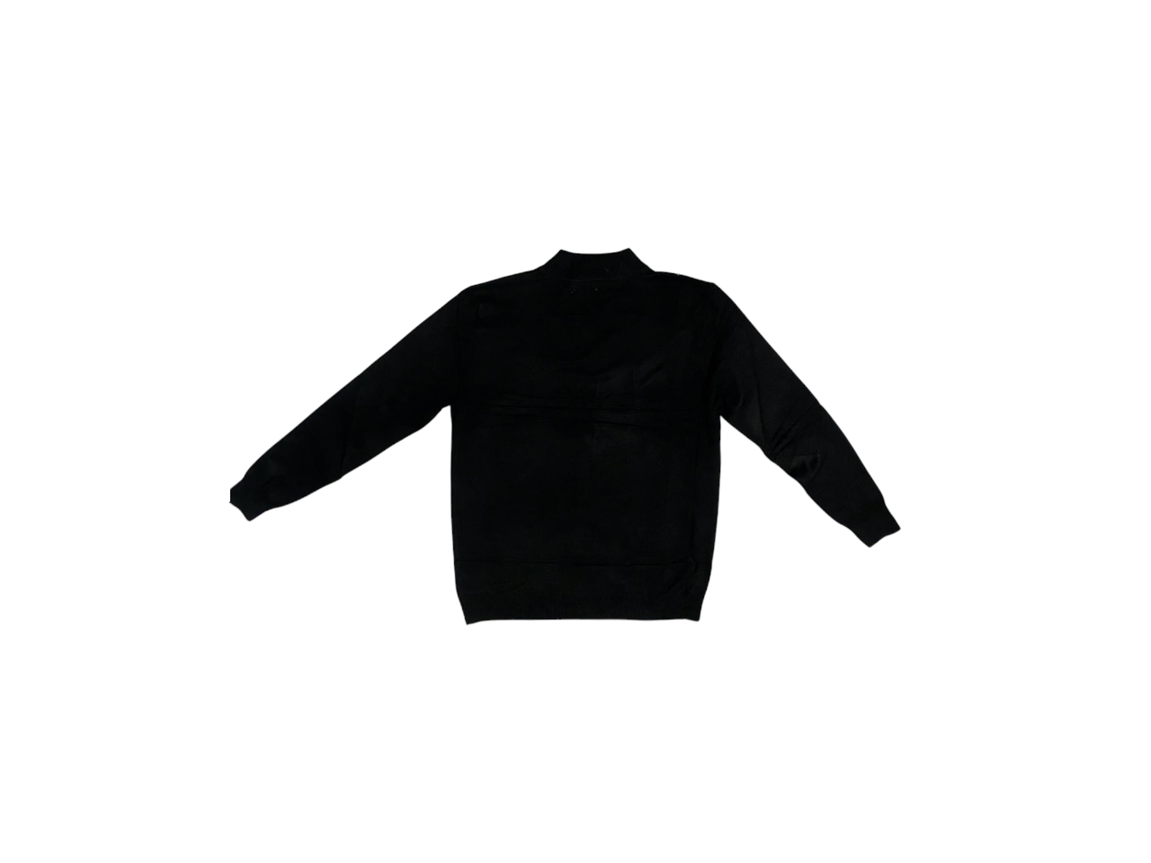 Suéter manga larga para hombre con cuello redondo con zipper, color negro de tela de punto - Imagen 2