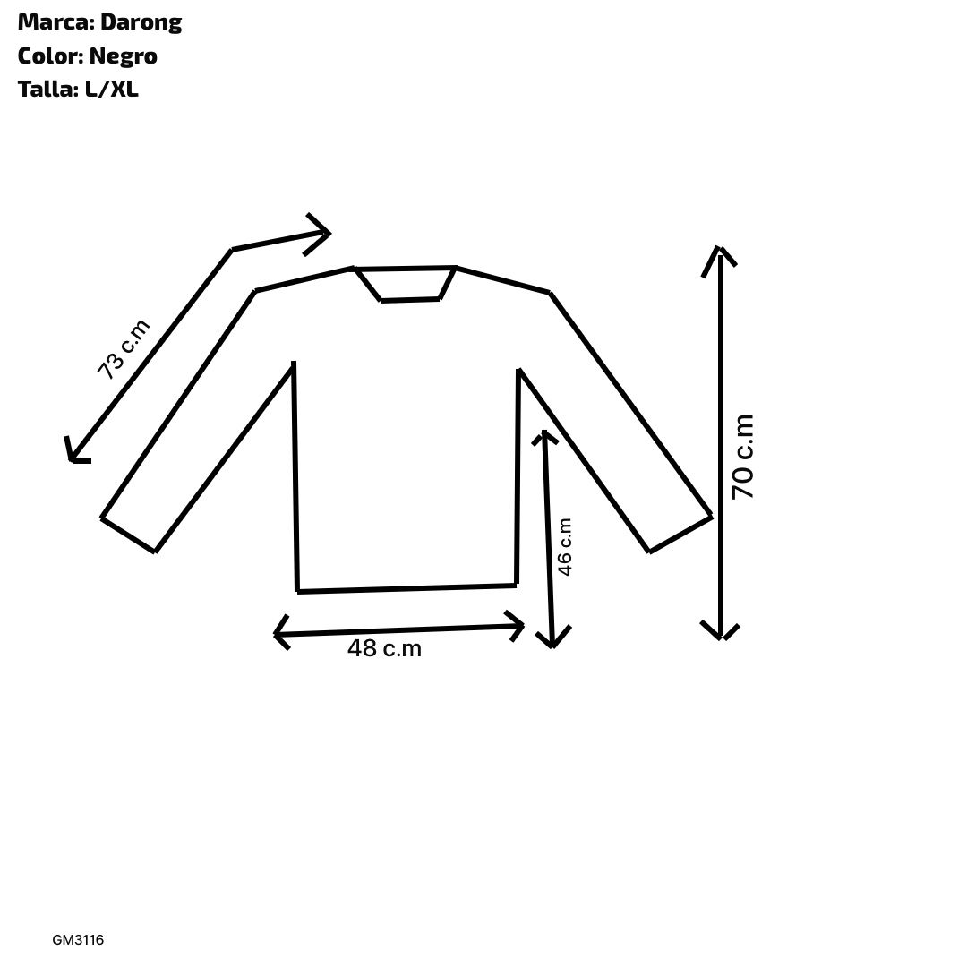 Suéter manga larga para hombre con cuello redondo con zipper, color negro de tela de punto - Imagen 3