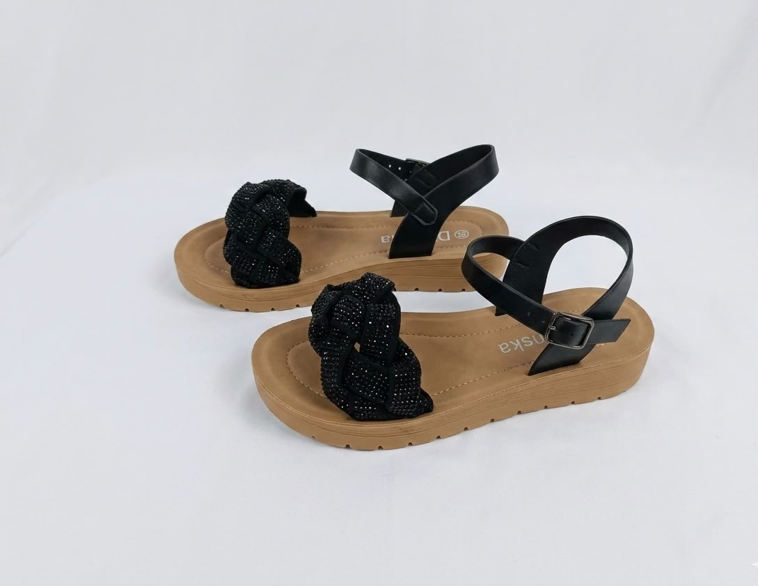 Sandalia de Plataforma con Trenza y Hebilla, Para mujer