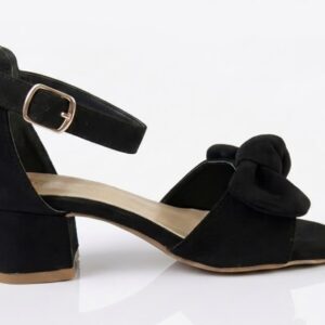 Sandalias de Tacón con Moño – Color Negro, para mujer