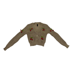 Cárdigan para señoritas color Beige con diseño de Cerezas